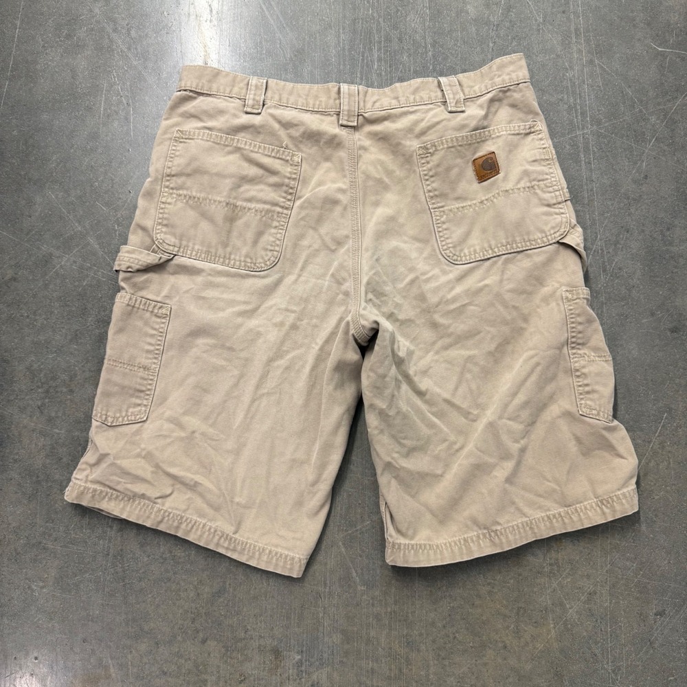 Carhartt Mens Tan Canvas Carpenter Work Shorts Khaki Size 38 Hammer Loop B147